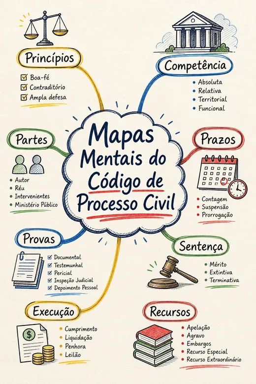 Capa do eBook de Mapas Mentais de Processo Civil