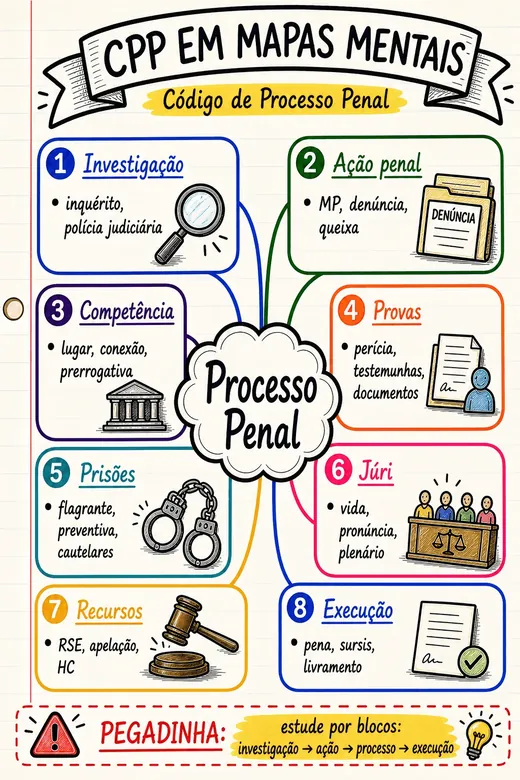 Capa do eBook de Mapas Mentais de Processo Penal